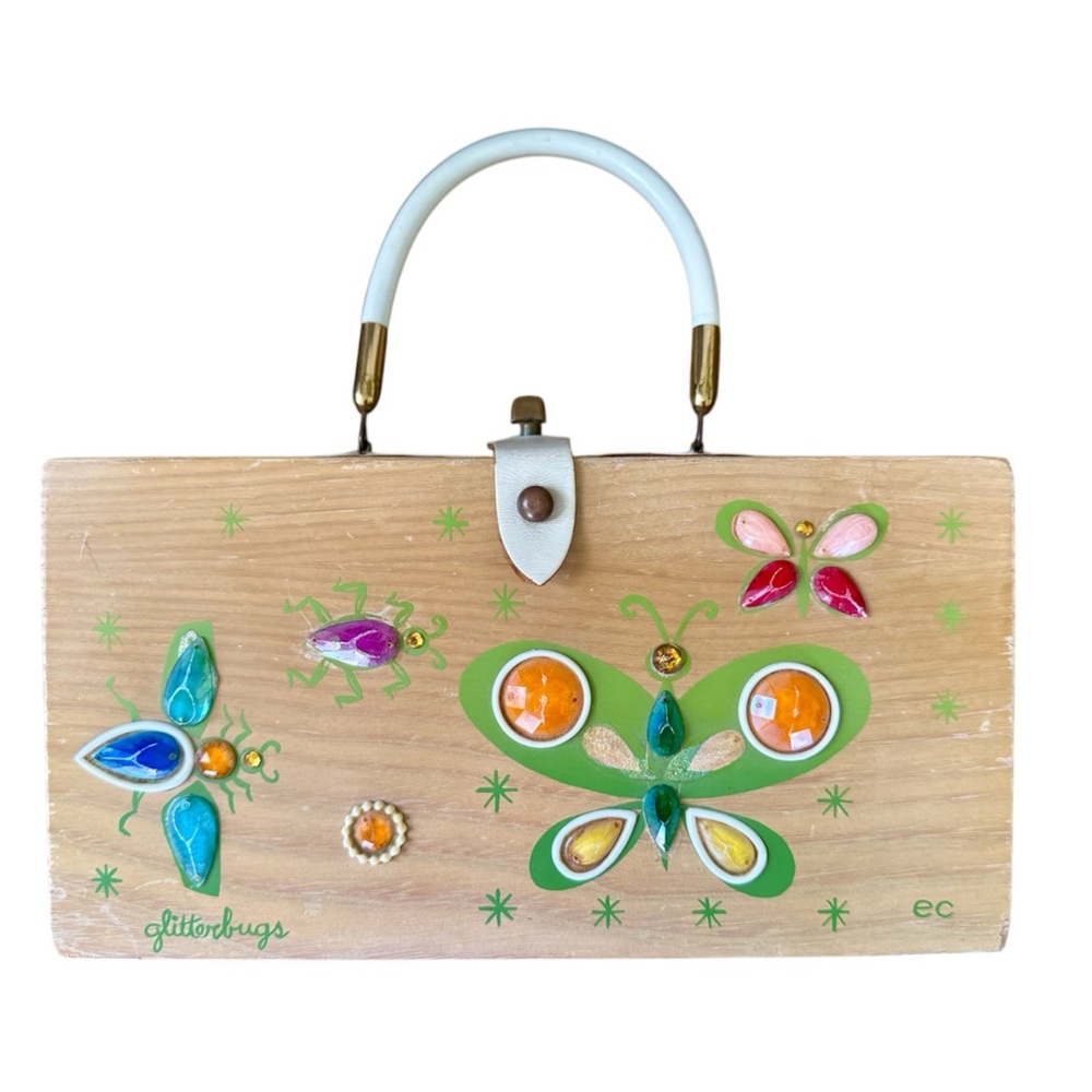 Vtg 60's Enid Collins GLITTERBUGS Wooden Box Purse Jeweled  MoD As Is *Flaws*